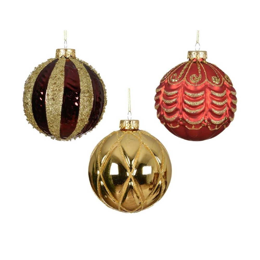 SFERE VETRO ALBERO D.10CM. GLITTER LUCIDO MATTE